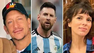 Nicolás Vázquez, Lionel Messi y Gimena Accardi Nicolás Vázquez, Lionel Messi y Gimena Accardi