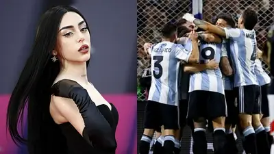 A la izquierda, la cantante Nicki Nicole; a la derecha, integrantes de la Selección Argentina de Fútbol. A la izquierda, la cantante Nicki Nicole; a la derecha, integrantes de la Selección Argentina de Fútbol.