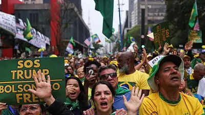 Partidarios de Bolsonaro marchan en Brasil antes de que se conozca veredicto juicio por golpe de Estado Partidarios de Bolsonaro marchan en Brasil antes de que se conozca veredicto juicio por golpe de Estado