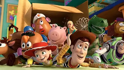 Woody, Jessie, Buzz y otros juguetes en la película Toy Story Woody, Jessie, Buzz y otros juguetes en la película Toy Story