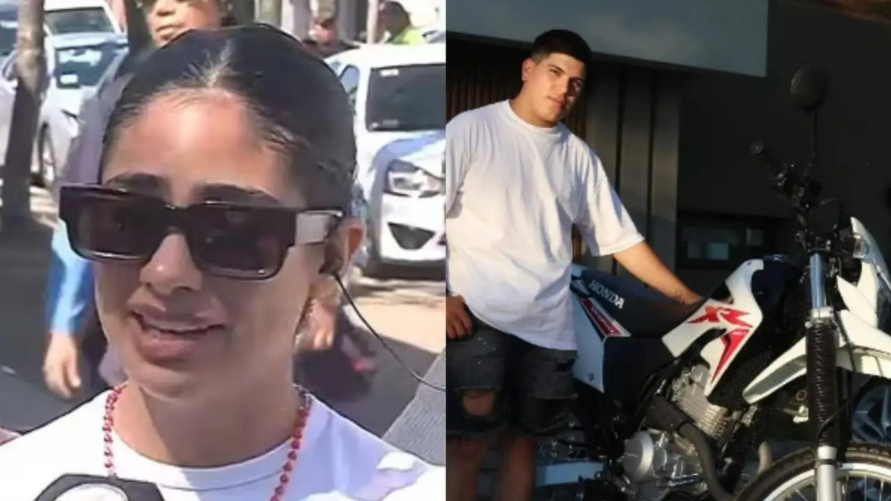 A la izquierda, Daniela Celis; a la derecha, Thiago Medina junto a la moto con la que se accidentó.