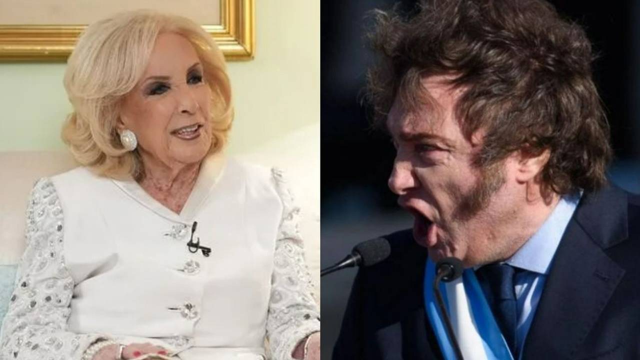 A la izquierda, Mirtha Legrand; a la derecha, Javier Milei.