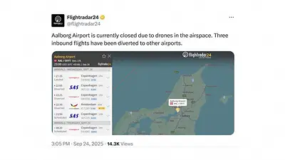 Drones interrumpen los vuelos en otro aeropuerto danés en una semana Drones interrumpen los vuelos en otro aeropuerto danés en una semana