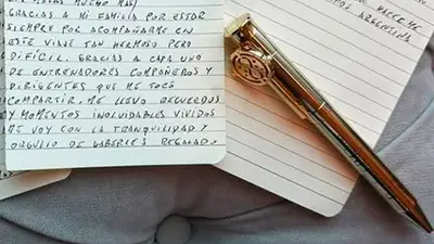 Carta de Lionel Messi. Carta de Lionel Messi.