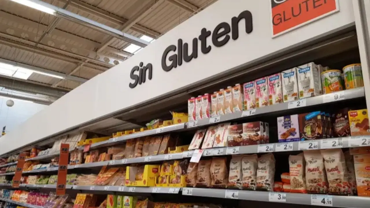 Sector sin gluten de supermercado.