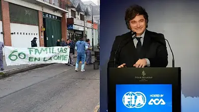 Trabajadores reclamando Javier Milei Trabajadores reclamando Javier Milei