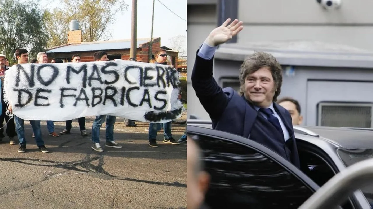 Trabajadores reclamando Javier Milei