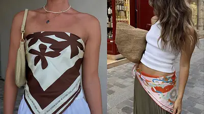 Pañuelo como top y como accesorio en la pollera. Pañuelo como top y como accesorio en la pollera.