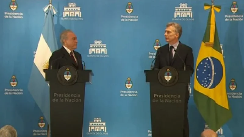 Temer se reunió con Macri y pidió "flexibilizar las reglas del Mercosur"