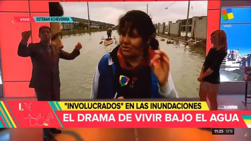 Insólito: contaba que estaba inundada y Mariano Iúdica pidió música emotiva en medio de un móvil