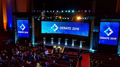 Así luce el salón donde se realizará el segundo debate presidencial Así luce el salón donde se realizará el segundo debate presidencial