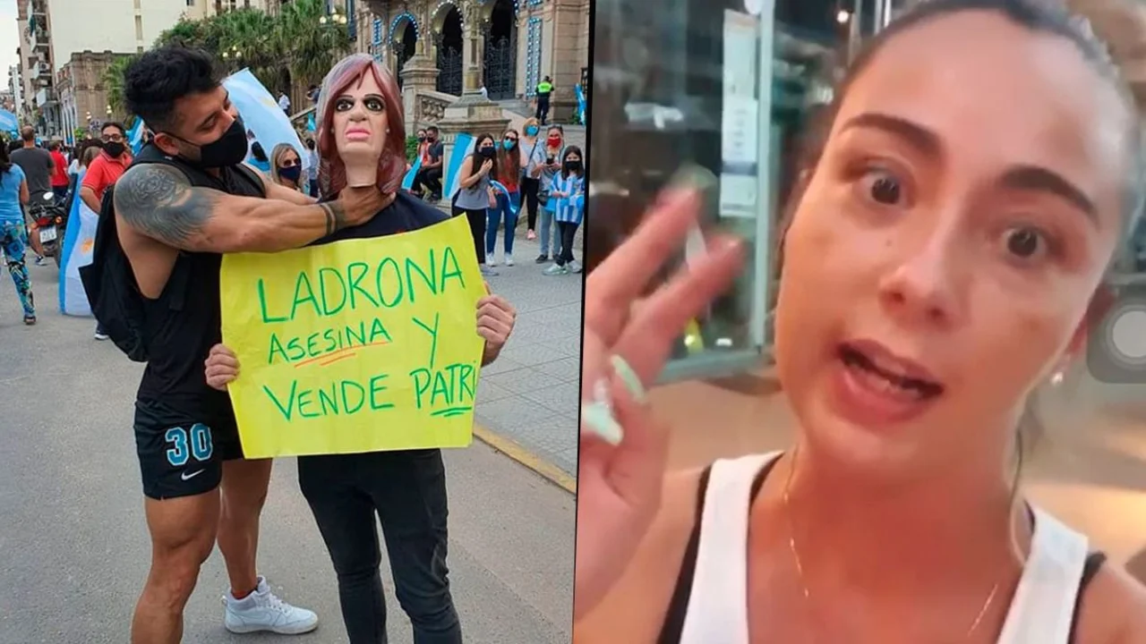 Se sacó una foto "ahorcando a Cristina" y su novia salió a defenderlo