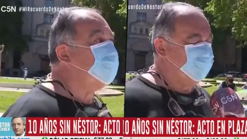 Un hombre llora al recordar a Néstor Kirchner