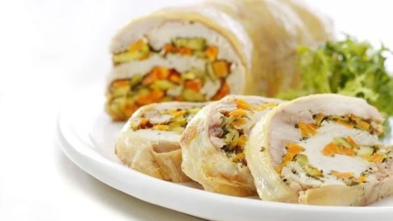 Recetas de cocina. Arrollado de pollo y verdura.