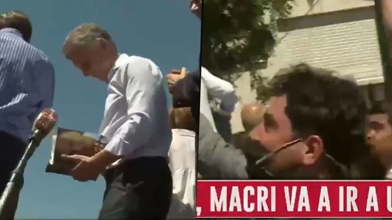 Mauricio Macri le autografió su libro "Primer tiempo" a Lautaro Maislin, periodista de C5N