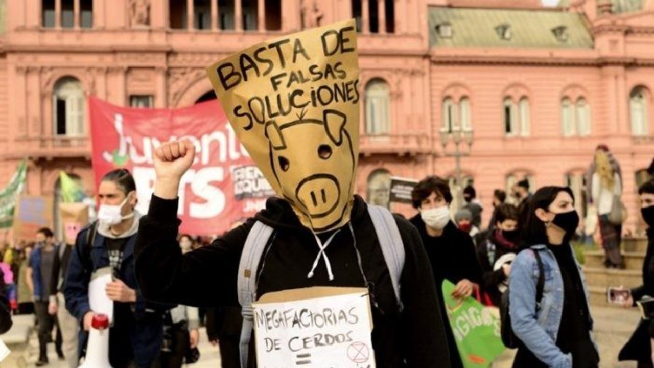 Marcha de veganos en Argentina.