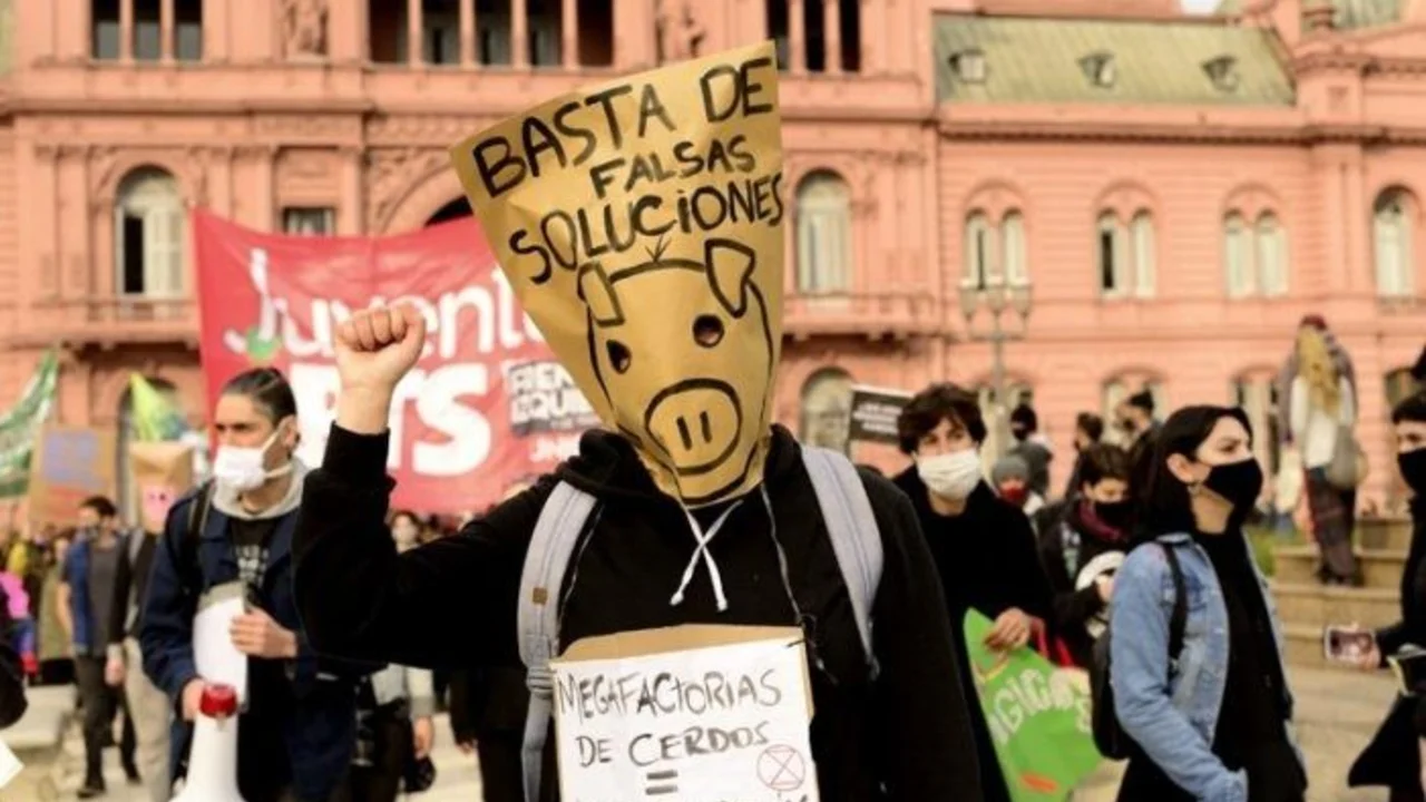 Marcha de veganos en Argentina.