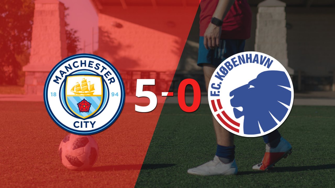 Manchester City derrotó sin complicaciones a FC Copenhague con doblete de Erling Haaland
