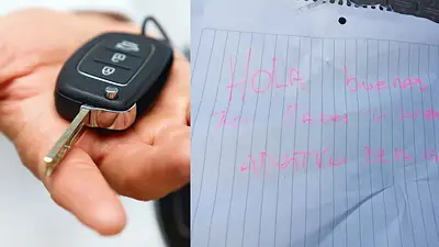 Perdió las llaves de su auto y las encontró con una carta. Perdió las llaves de su auto y las encontró con una carta.