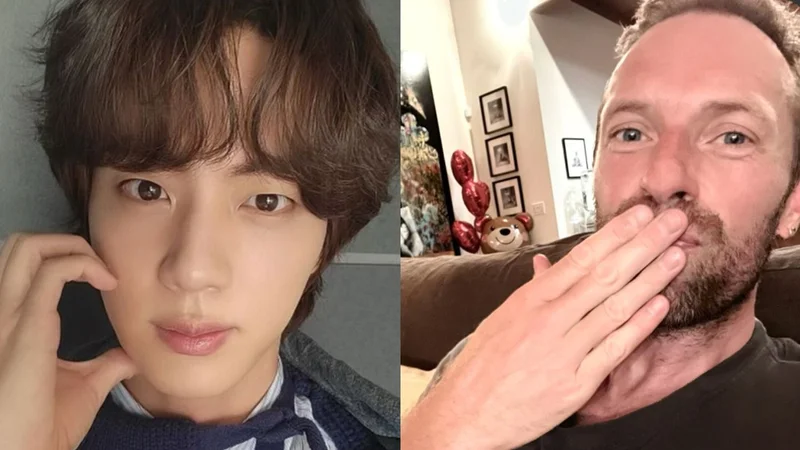 Jin de BTS y Chris Martin de Coldplay.