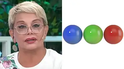 Carmen Barbieri y el logo de Telefe Carmen Barbieri y el logo de Telefe