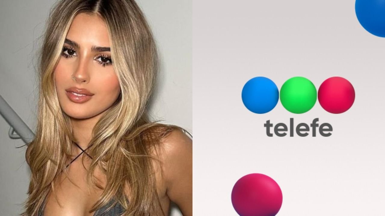 Julieta Poggio y el logo de Telefe