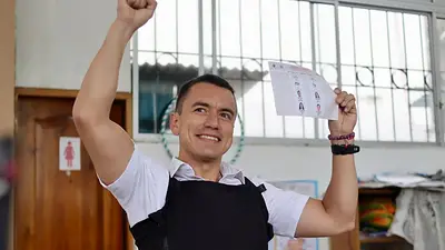 El empresario multimillonario y líder de Acción Democrática Nacional (ADN), Daniel Noboa, será el próximo presidente de Ecuador. El empresario multimillonario y líder de Acción Democrática Nacional (ADN), Daniel Noboa, será el próximo presidente de Ecuador.