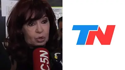 Cristina Kirchner y el logo de TN Cristina Kirchner y el logo de TN