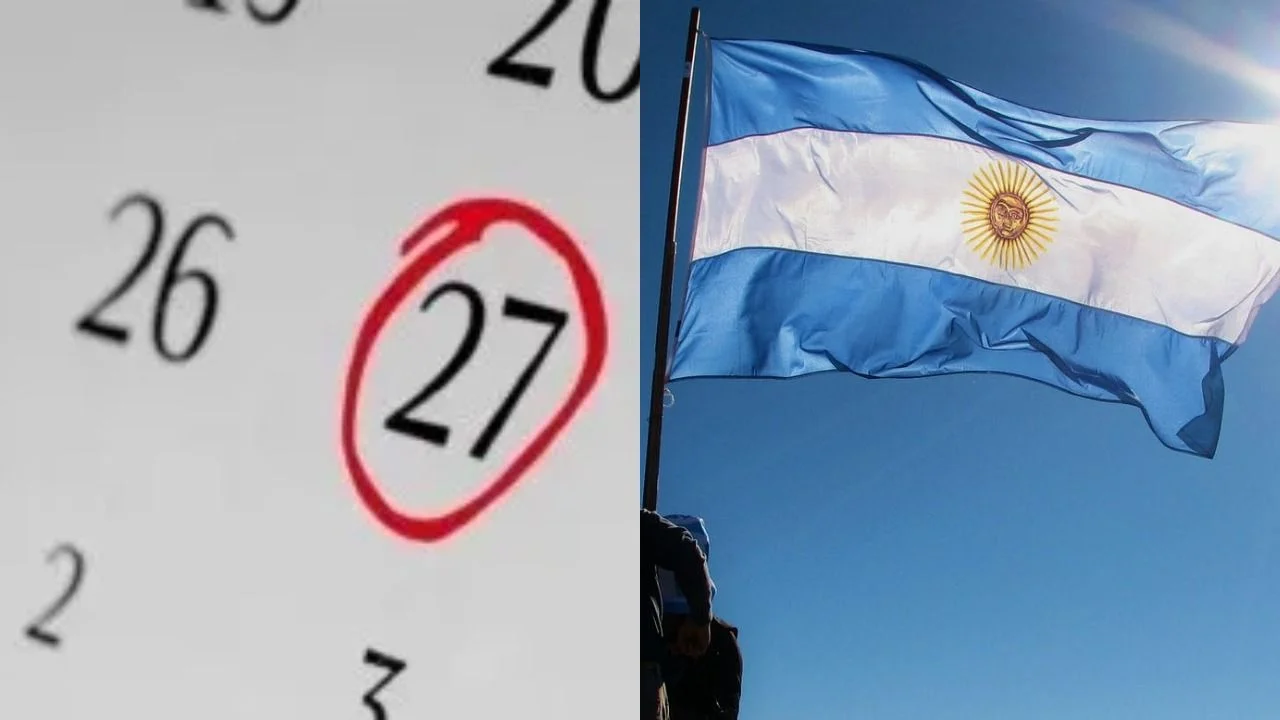 Calendario y la bandera Argentina