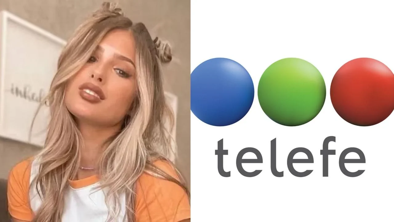 Julieta Poggio y el logo de Telefe