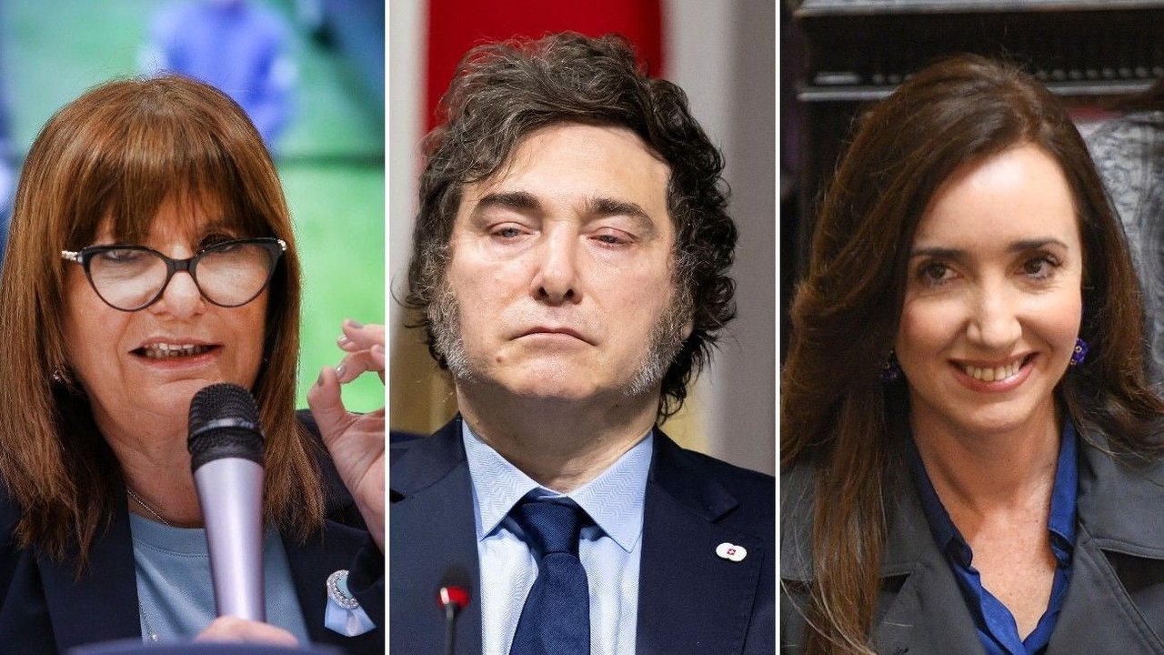 Patricia Bullrich, Javier Milei y Victoria Villarruel.