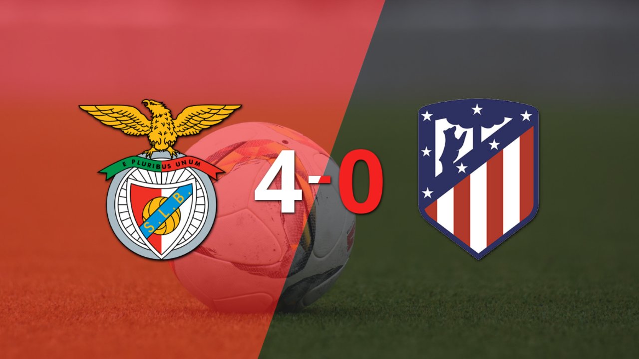 Atlético de Madrid fue superado fácilmente y cayó 4-0 contra Benfica