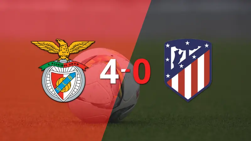 Atlético de Madrid fue superado fácilmente y cayó 4-0 contra Benfica