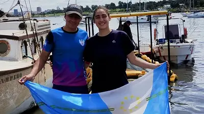 Fotografía de los campeones Iara Ledesma Portillo y Mauricio Arias Fotografía de los campeones Iara Ledesma Portillo y Mauricio Arias