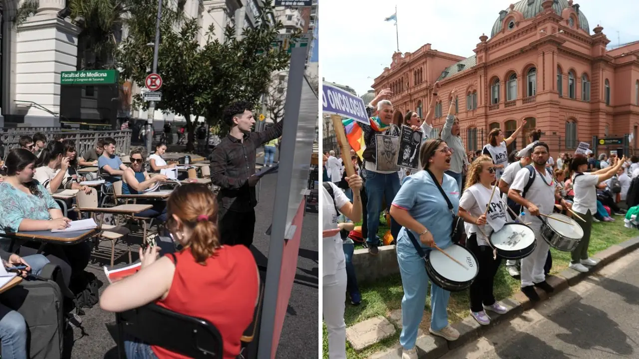 Crece la conflictividad social contra el ajuste de Milei: trabajadores universitarios y de la salud confluyen en una protesta en Plaza de Mayo