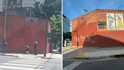 Taparon un histórico mural peronista y los vecinos tuvieron una inesperada respuesta: "Viva Perón" Taparon un histórico mural peronista y los vecinos tuvieron una inesperada respuesta: "Viva Perón"