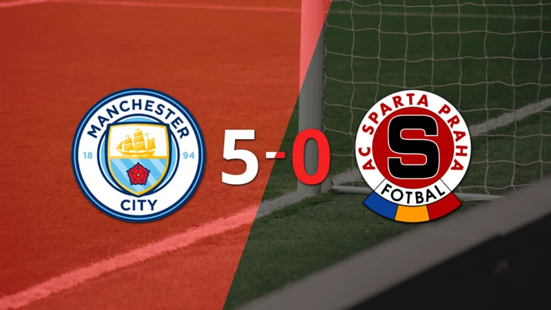 Sparta Praga cayó ante Manchester City con dos goles de Erling Haaland