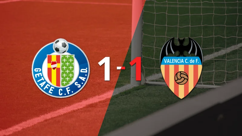 Getafe empató 1-1 contra Valencia sobre el final del partido