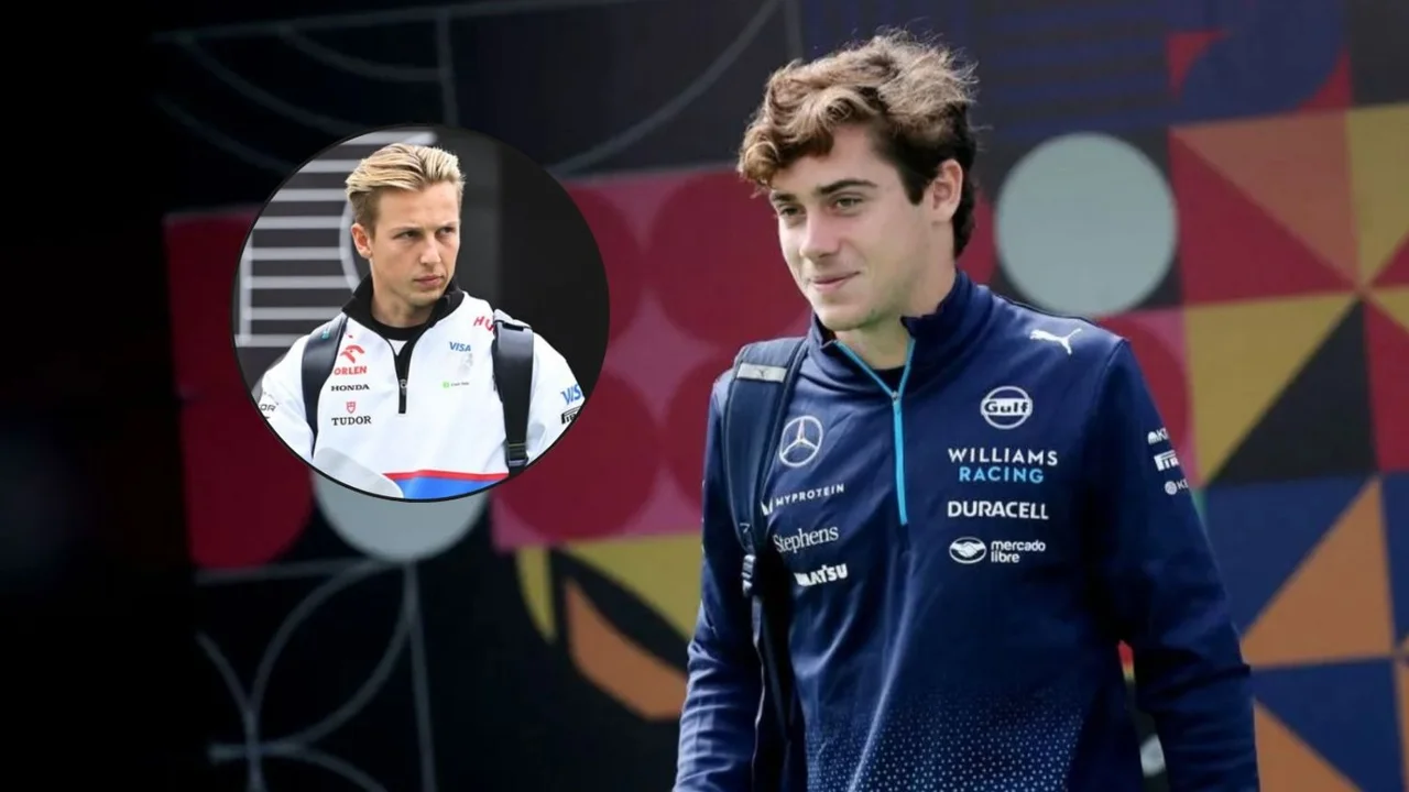 Franco Colapinto en el paddock de México y Liam Lawson.