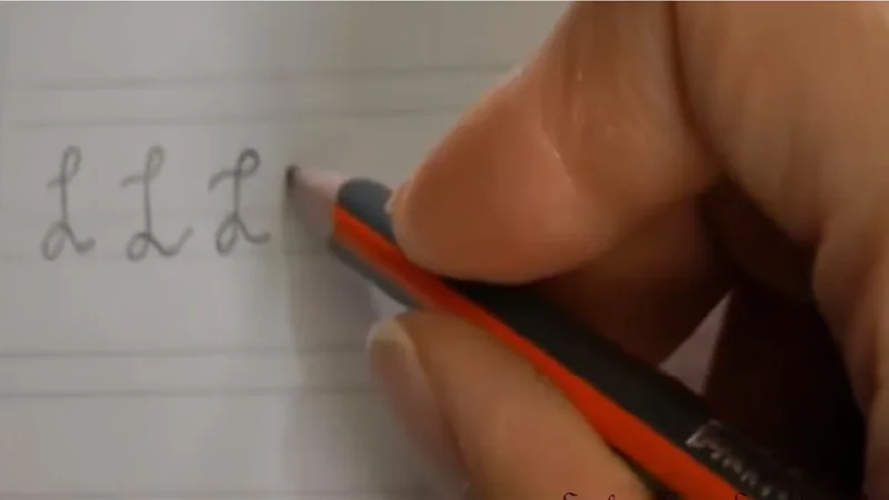 Persona escribiendo letra "L".