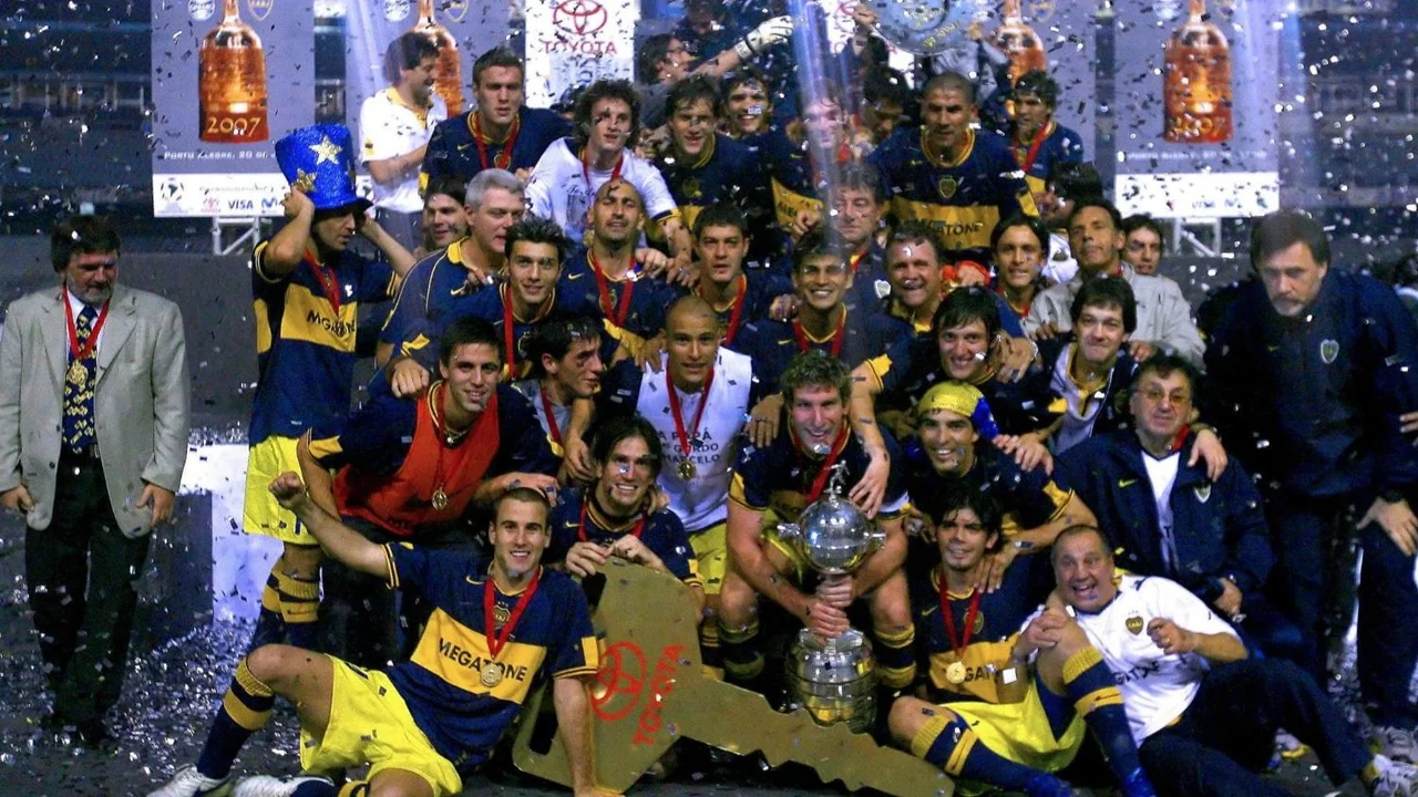 Los jugadores de Boca festejando la conquista de la Libertadores en 2007.