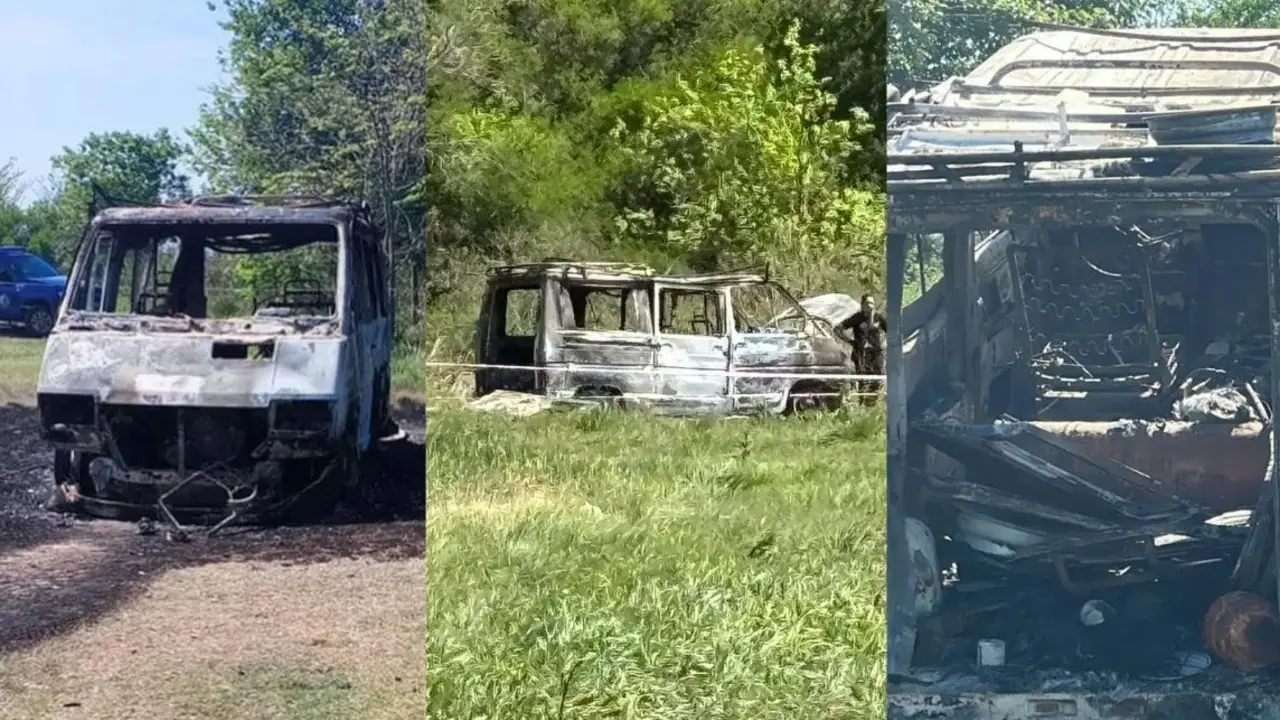 Trafic quemada con restos óseos en una zona rural de Santa Fe. 