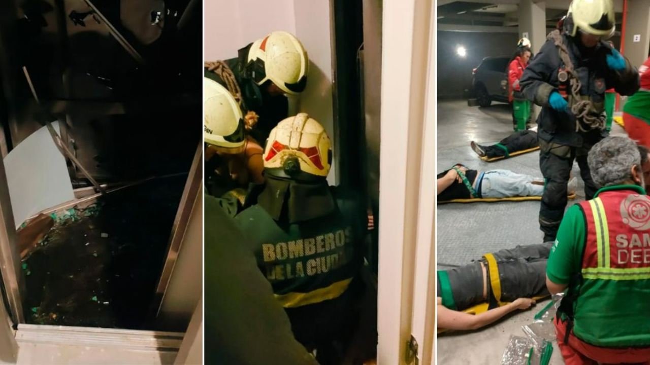 Susto en Palermo: se desplomó un ascensor del séptimo piso y nueve jóvenes quedaron atrapados