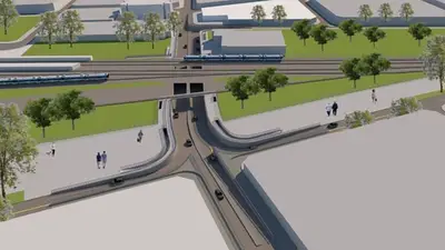 Render de la obra del paso nivel. Render de la obra del paso nivel.