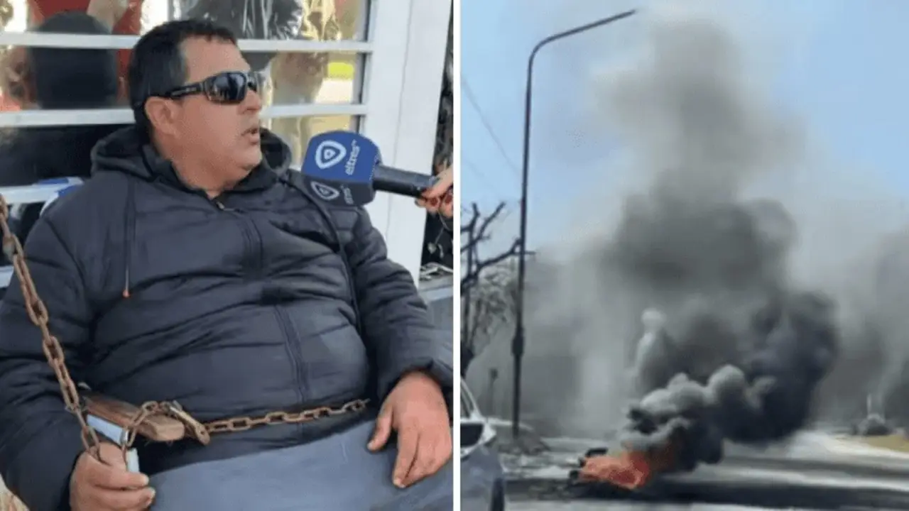 Crisis económica: un trabajador se encadenó en la puerta de un frigorífico, en medio de despidos y falta de pagos