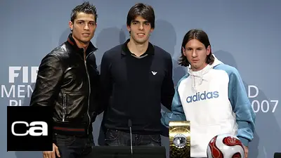 Kaká, Lionel Messi, Cristiano Ronaldo, fútbol internacional Kaká, Lionel Messi, Cristiano Ronaldo, fútbol internacional