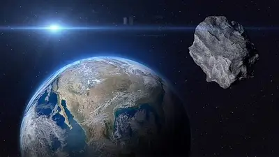 Planeta Tierra y un asteroide Planeta Tierra y un asteroide