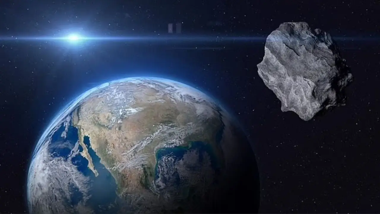 Planeta Tierra y un asteroide