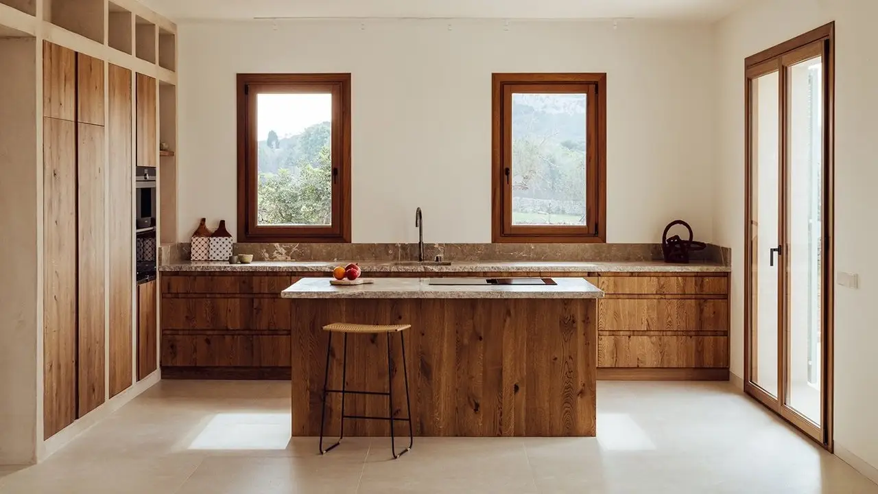 Isla flotante en la cocina.
