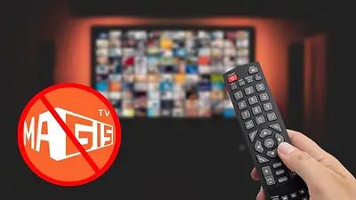 Televisor, control remoto y el logo de Magis TV: Televisor, control remoto y el logo de Magis TV:
